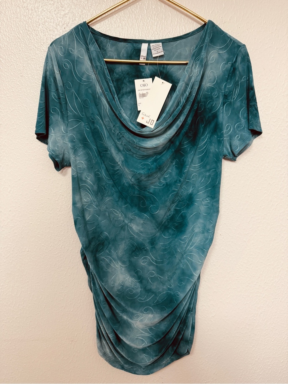 Cato Teal Scoop Neck Short Sleeve Top